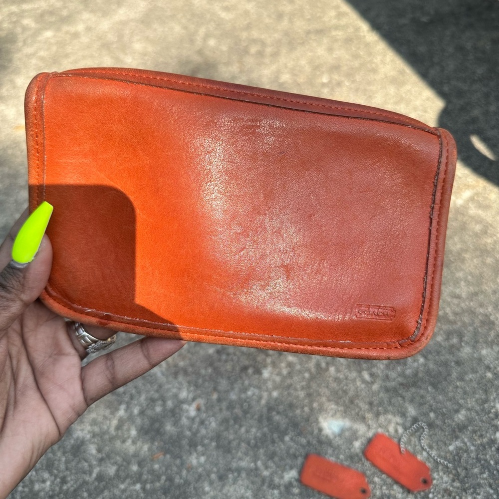 Coach Vibrant Orange Leather Clutch